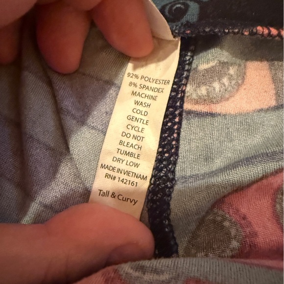 Lularoe Blue, Black & Red Striped Lady Bug Print High Rise Leggings Tall & Curvy - Picture 6 of 10